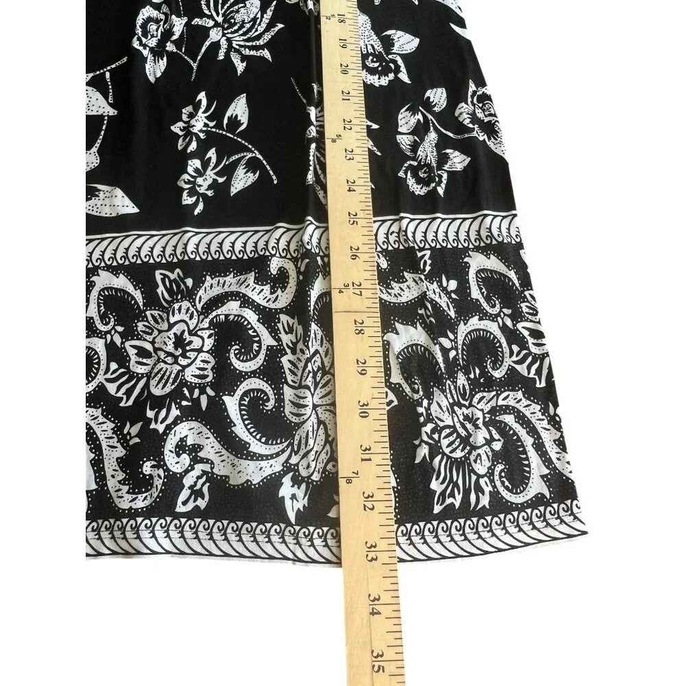 Mark Womens Black & White Floral Print Summer V-Neck Dress Knee-Length Large - Picture 13 of 13
